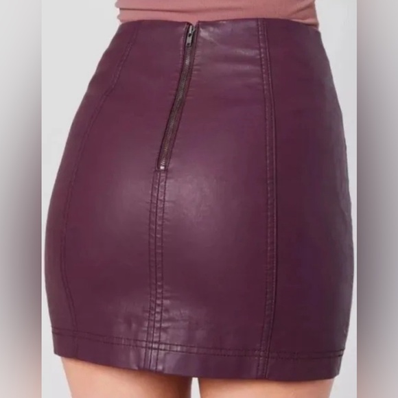 Free People Vegan Mini Skirt femme wine Sz 4 - Picture 4 of 9